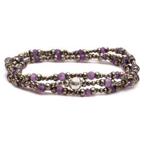 Women's Wrap Bracelet - Amethyst and Pyrite