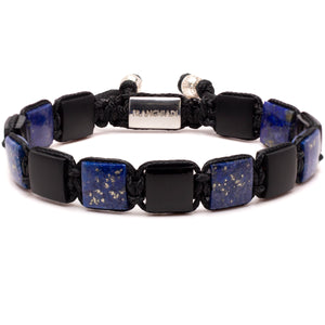 Men's Flat Bead Bracelet - Lapis and Onyx