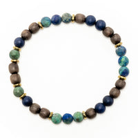 Men's Wristband - Chrysocolla, Lapis and Ebony