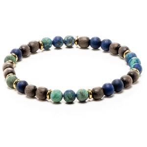 Men's Wristband - Chrysocolla, Lapis and Ebony