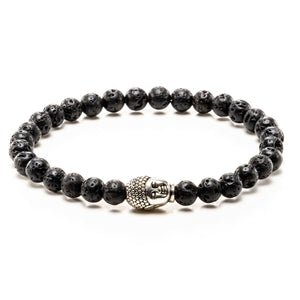 mens buddha bracelet lava rock