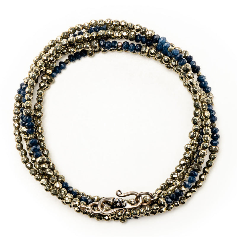 Women's Pyrite & Blue Jade Bracelet