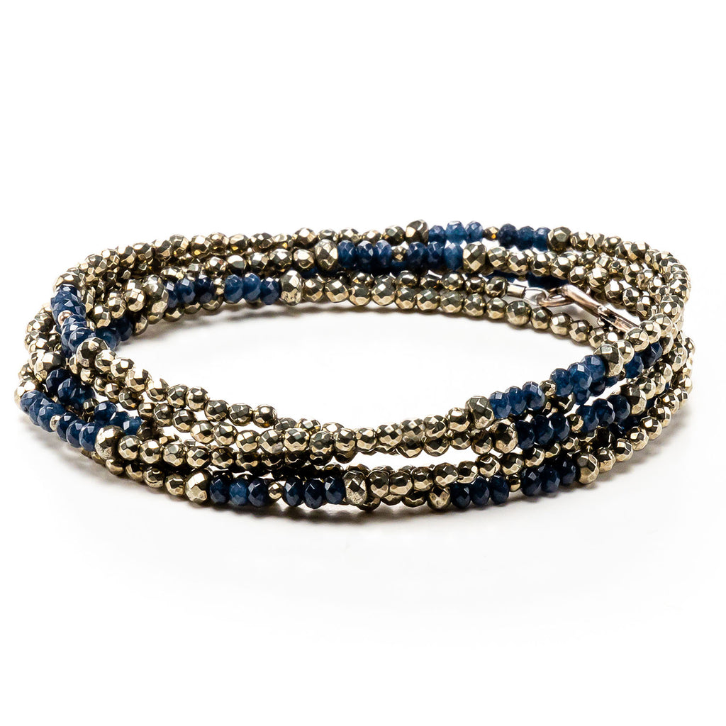 Women's Pyrite & Blue Jade Bracelet