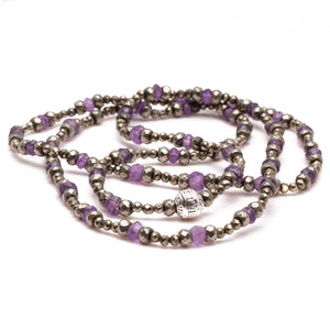 Women's Wrap Bracelet - Amethyst and Pyrite