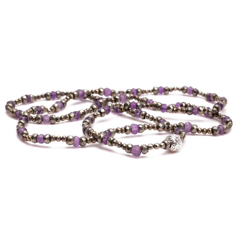 Women's Wrap Bracelet - Amethyst and Pyrite