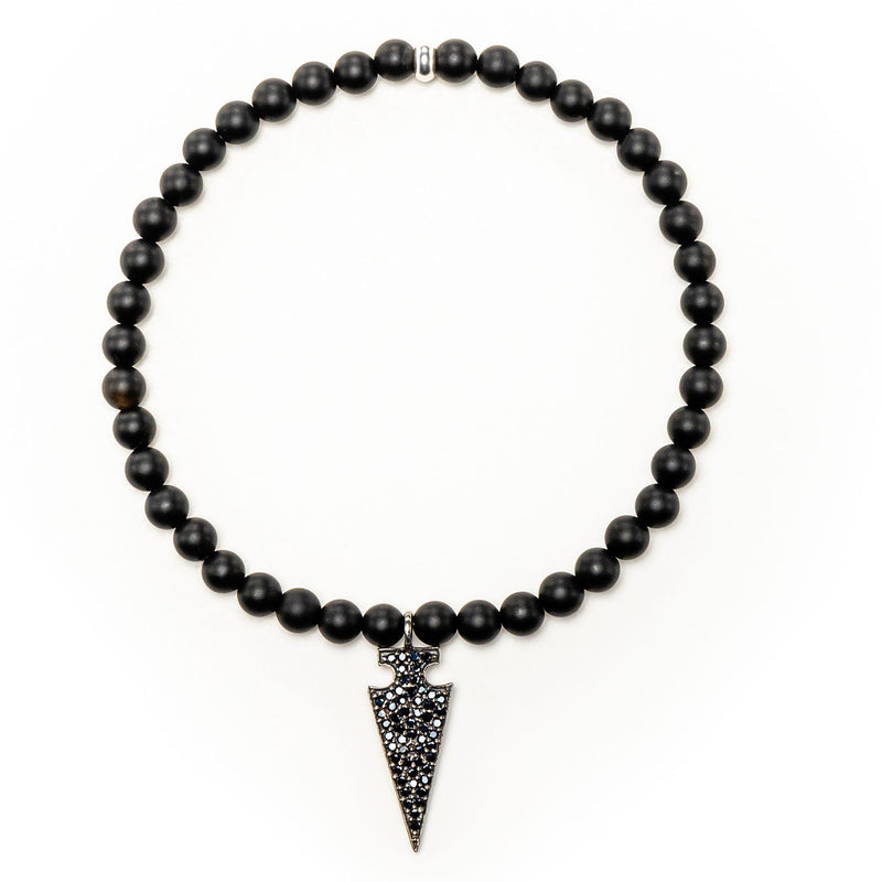 Women's Wristband - Onyx and Sapphire Pendant