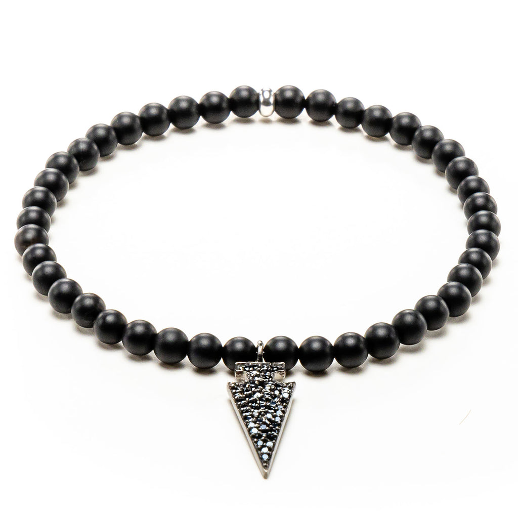 Women's Wristband - Onyx and Sapphire Pendant