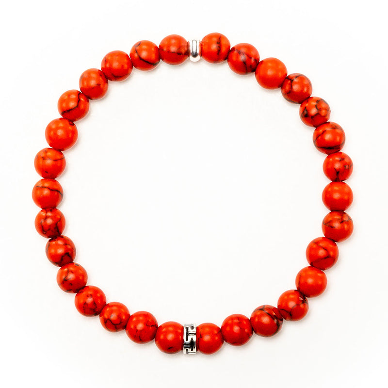 Women's Wristband Stretch Bracelet - Red Howlite