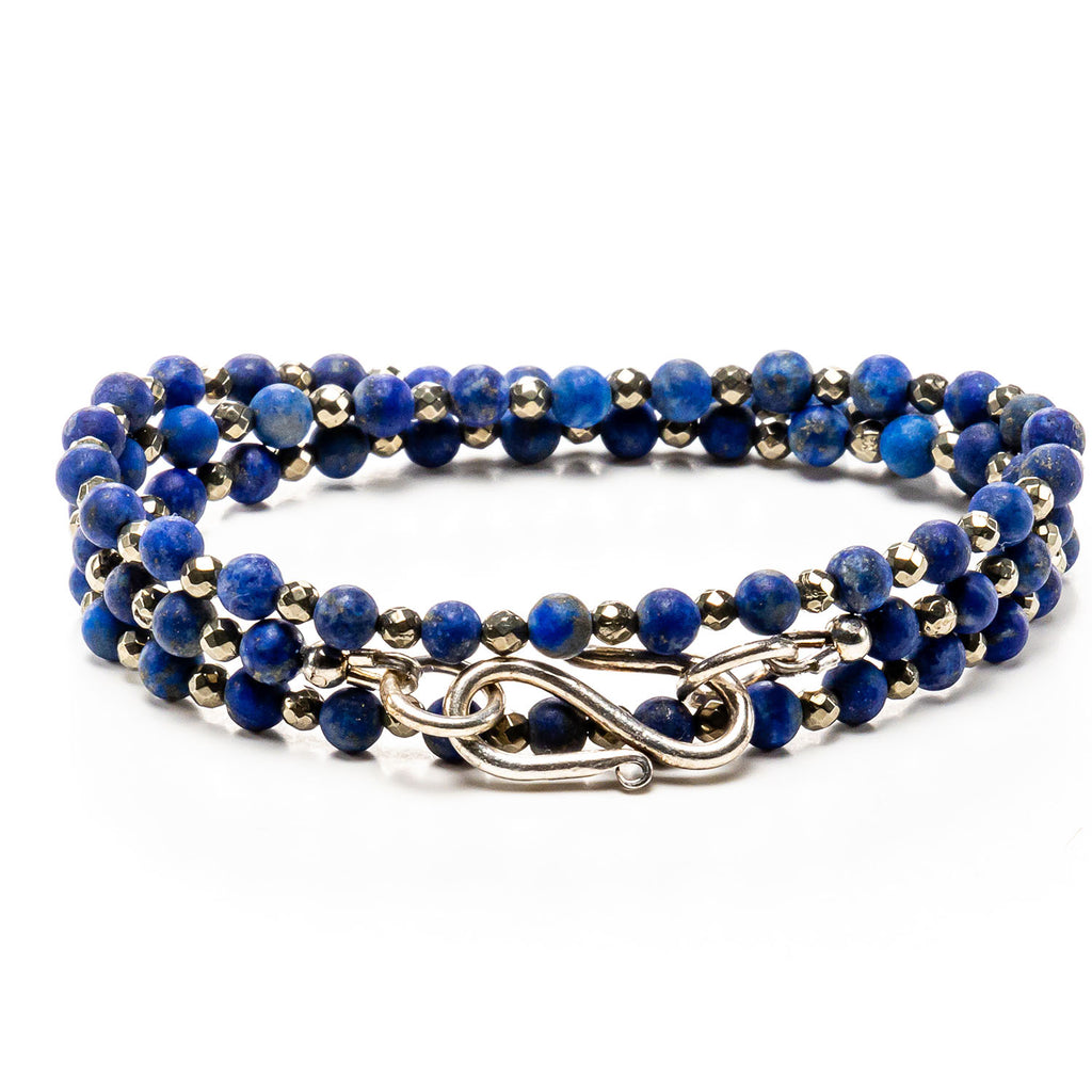 Women's Wrap-Around Bracelet with Blue Lapis & Pyrite