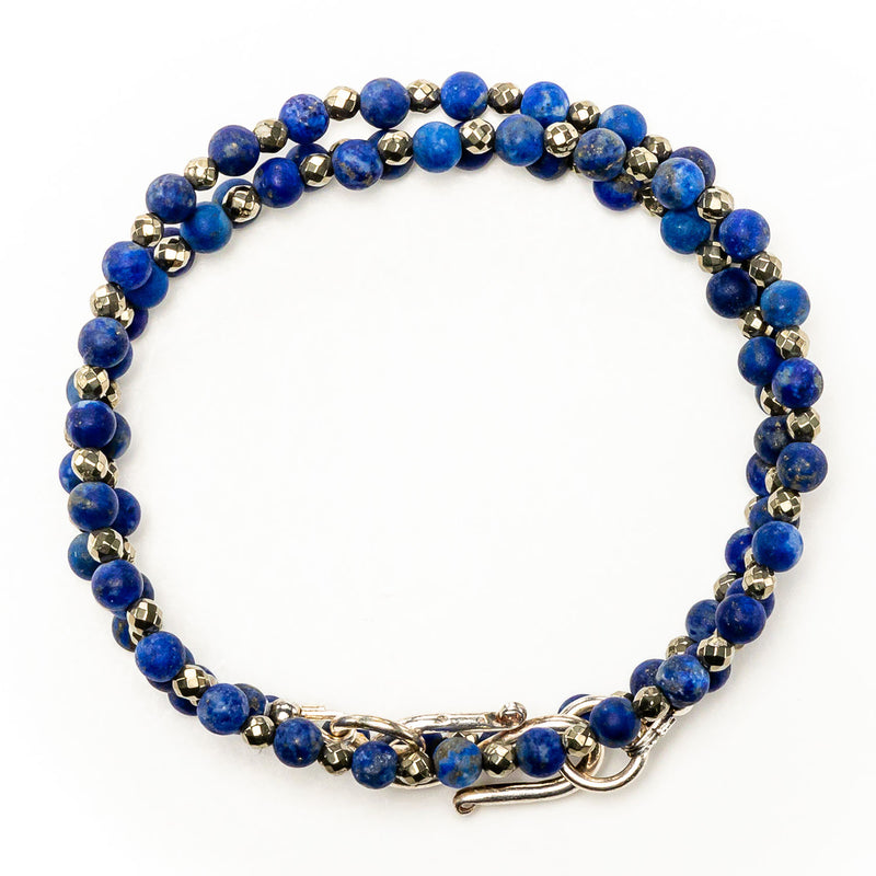 Women's Wrap-Around Bracelet with Blue Lapis & Pyrite
