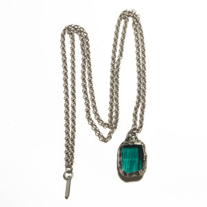 Women's Framed Crystal Pendant Emerald Green