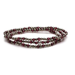 Women's Wrap Bracelet - Garnet and Pyrite