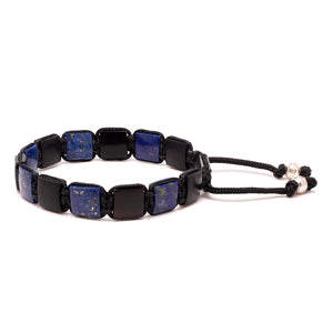 Men's Flat Bead Bracelet - Lapis and Onyx