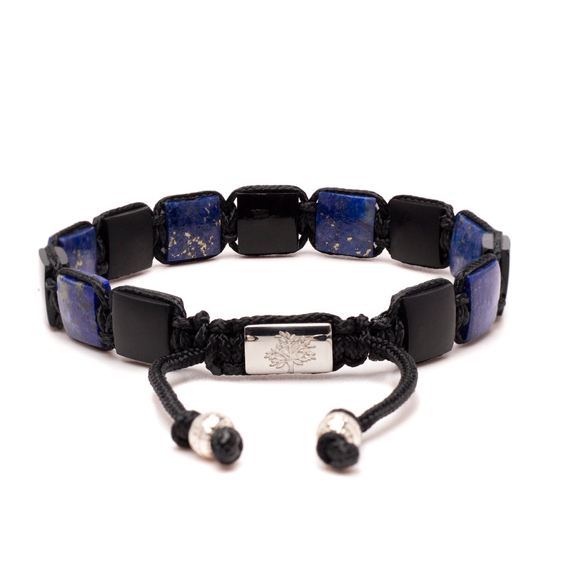 Men's Flat Bead Bracelet - Lapis and Onyx