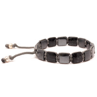 Men's Flat Bead Bracelet - Picasso Jasper and Hematite