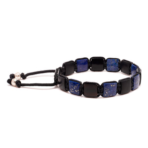 Men's Flat Bead Bracelet - Lapis and Onyx