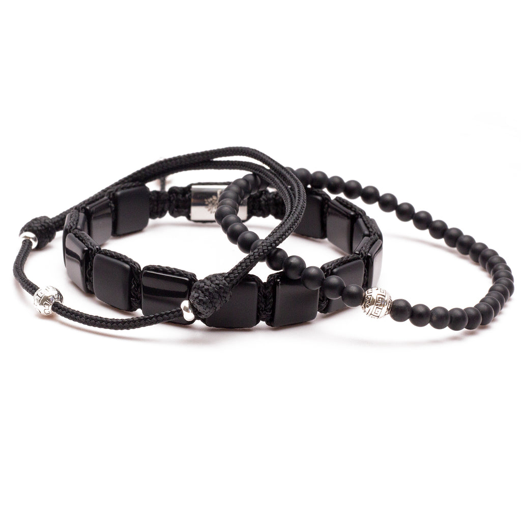 black bracelet set for men