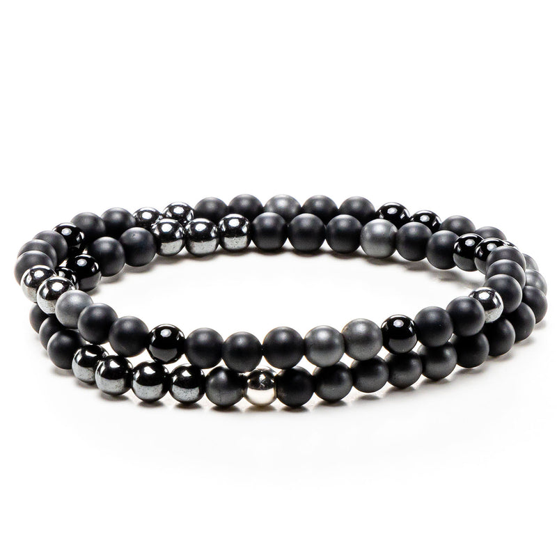 mens wrap around beaded bracelet onyx