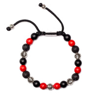 mens beaded bracelet red howlite calming