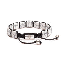 mens white stone flat bead bracelet