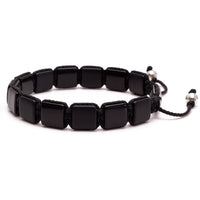 Men's Flat Bead Bracelet - Simulated Onyx