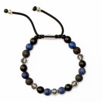 Men's Drawstring Bracelet- Lapis and Sterling Silver