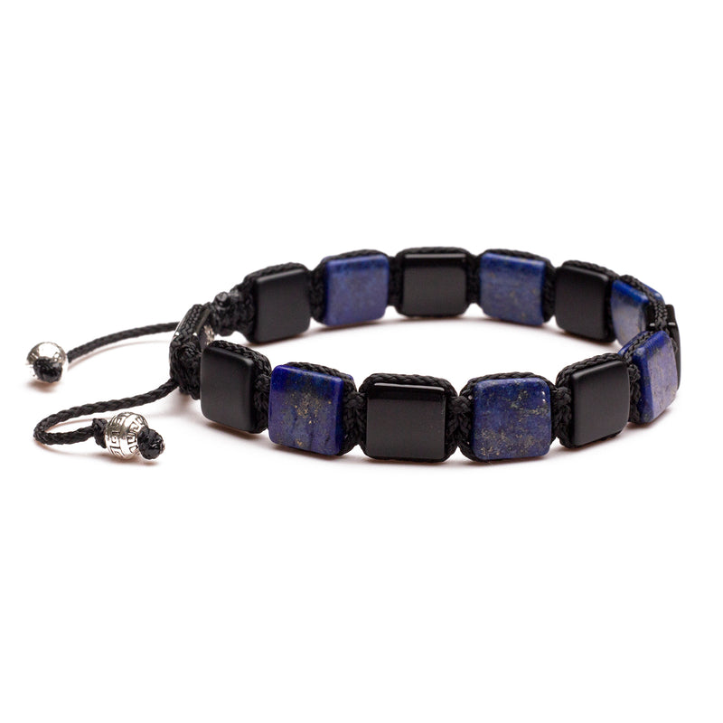 luxury mens flat bead bracelet lapis