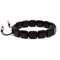 Men's Flat Bead Bracelet - Simulated Onyx