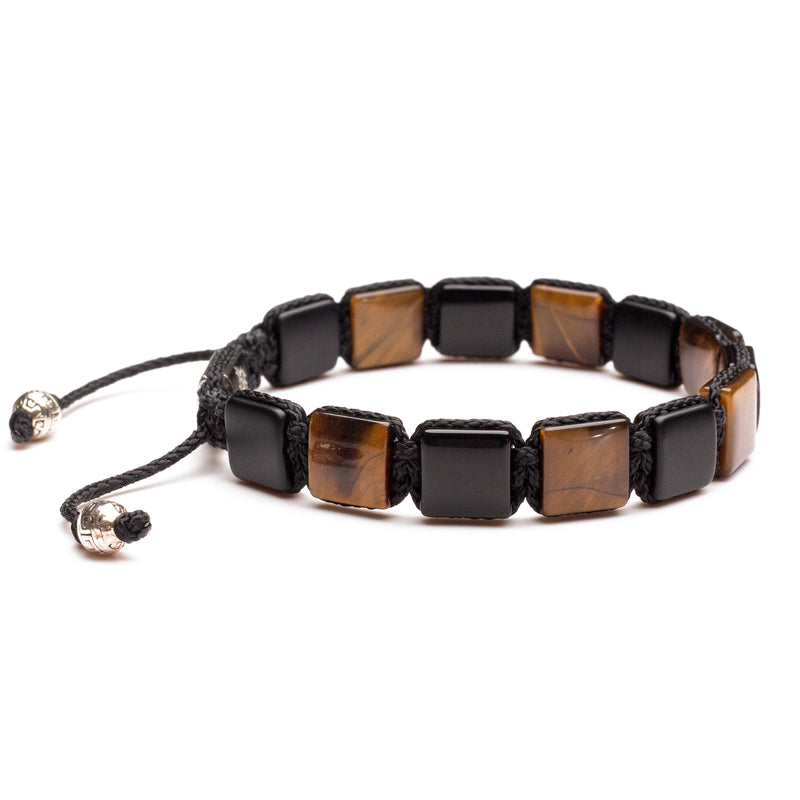 men's flat bead tiger eye bracelet chakra healing energy