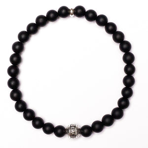 Men's Wristband - Matte Onyx and Sterling Silver