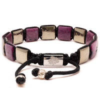 Men's Flat Bead Bracelet - Ruby and Pyrite