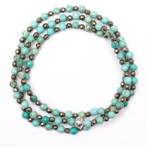 Women's Wrap Bracelet - Turquoise and Pyrite