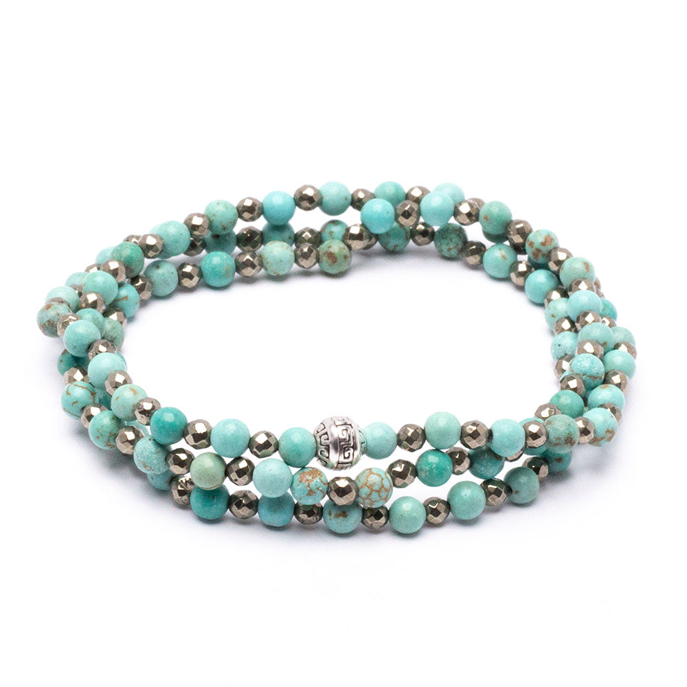 Women's Wrap Bracelet - Turquoise and Pyrite