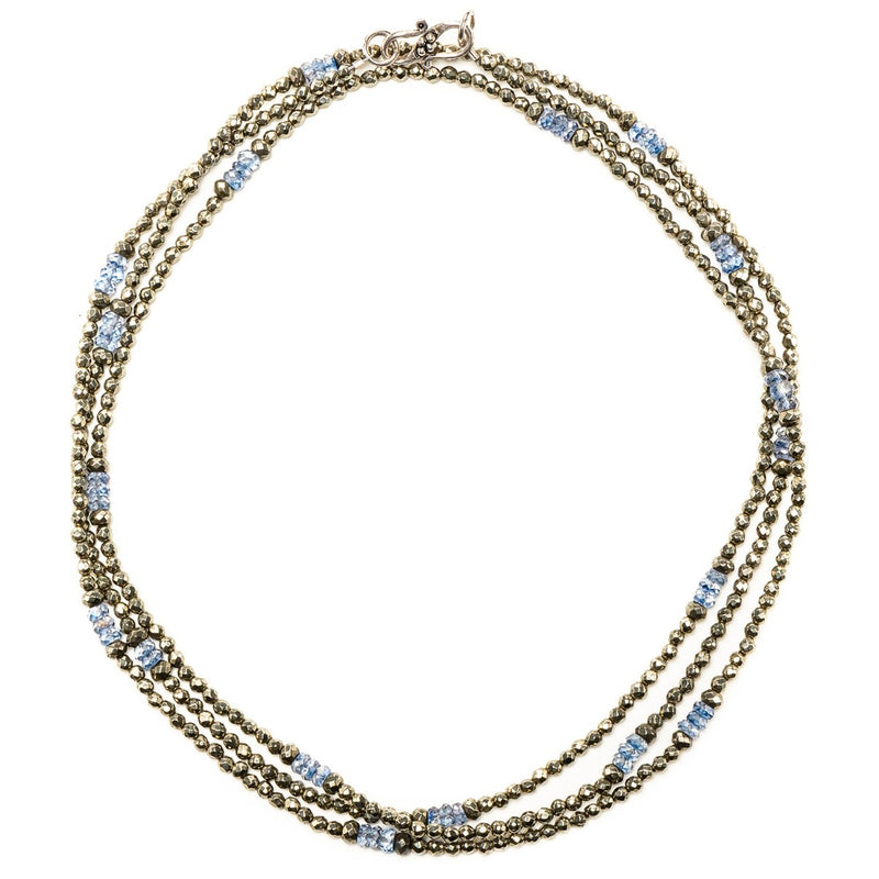 Lolite & Pyrite opra length necklace