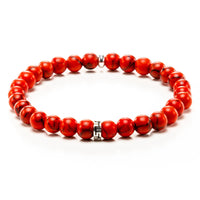 Women's Wristband Stretch Bracelet - Red Howlite